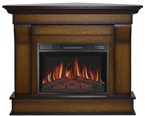 ArtiFlame Elektrokamin Albion Corner AF23S, Elektrischer Eckkamin mit Heizung 1800 W, realistischer 3D-Flammeneffekt, LED-Beleuchtung, Fernbedienung, Timer, Thermostat, Knistereffekt, MDF (Eiche)