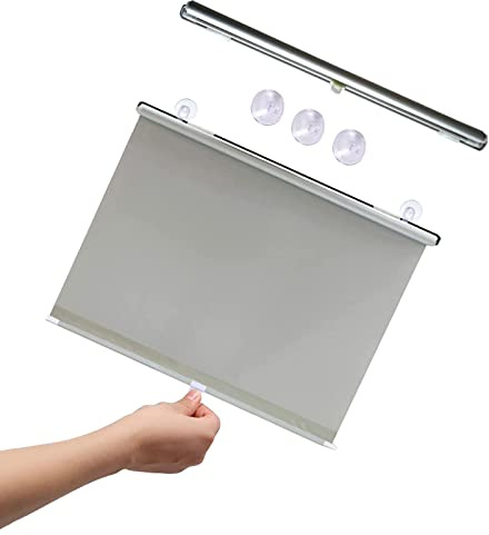 KGUDYS Roller blinds with suction cups,retractable suction cup roller shades,portable blackout curtains,no drilling,privacy roller blinds for office,home,12 sizes,Grey-50x125cm/20x49in