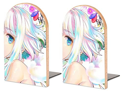 2Er-Pack Buchstütze Schönes Anime-Mädchen Dekorative Buchstützen Bücherregal Bücherhalter Für Regale