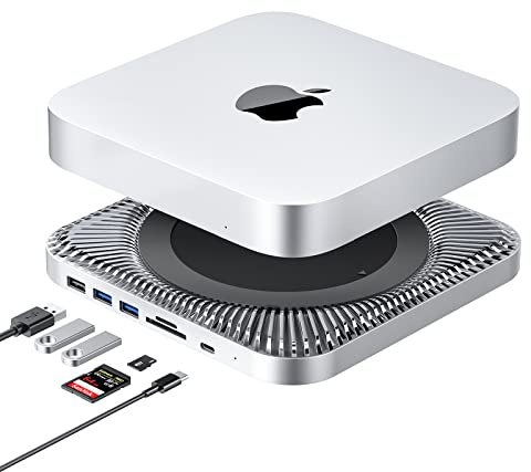 Hub USB-C avec boîtier de disque dur pour Mac Mini M1, station d'accueil de type C avec fente SSD SATA/HDD, double port USB 3.0/2.0, lecteurs de cartes TF/SD, compatible avec Mac Mini 2018/2020