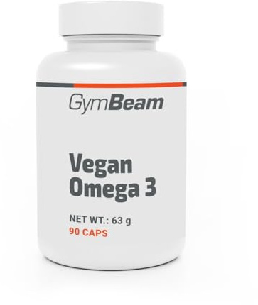 GymBeam Omega 3 Vegan 90 Capsule, Olio di Alghe 1250 mg, EPA 166 mg, DHA 334 mg, Oli Benefici per Cuore, Cervello e Vista, Composizione Vegetale Pura, Adatto ai Vegani