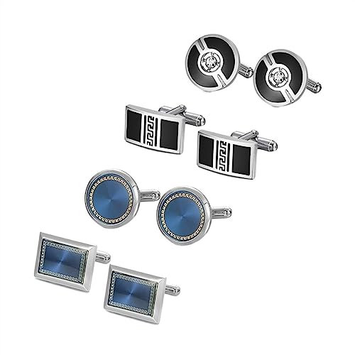 Krawattenklammern for Männer, personalisierte Krawattenklammer, 4 Paar Manschettenknöpfe, Herren-Hemd-Manschettenknöpfe, Hochzeitsgäste, Ehemann, Schmuck, Business-Krawattenklammer ( Color : 20-1SIZE