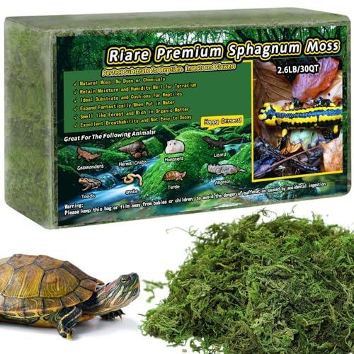 Riare Reptile Sphagnum Moss 1.2kg, Natural Forest Substrate Bedding | Ideal Moist Habitat Liner for Snakes, Geckos, Turtles, Frogs, Lizards and Amphibians Terrariums, Helps Maintain Humidity