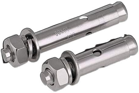 Sechskantschraube Hülse,Ankerbolzen, Dehnschraube aus Edelstahl 304/verlängerte Dehnschraube/Hakenschraube/Bolzen M12-M20 (2 Stück) (Länge: 100 mm, Größe: M20) (Farbe: 150 mm, Größe: M20) (Farbe: 100