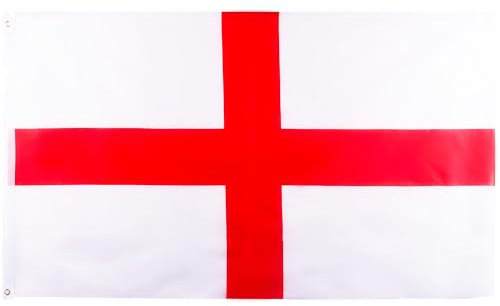 Large England St Georges Flag, 5x3ft Big England St Georges Cross Flag with Eyelets for Rugby Football World Cup Six Nations Indoor Outdoor Bar Garden Party Decorations