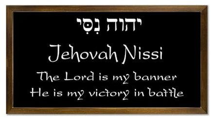 Holzschild mit Aufschrift Jehovah Nissi The Lord Is My Banner He Is My Victory in Battle, gerahmt, 55,9 x 30,5 cm, Holzschild mit Bibelzitaten, Einweihungsgeschenk, Bauernhaus, Schlafzimmer,