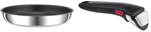 TEFAL Ingenio Preference Poêle 22 cm, Empilable, Acier inoxydable, Revêtement & Ingenio Poignée amovible noire, Empilable, Verrouillage sécurité 3 points, Supporte jusqu'à 10 kg