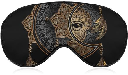 Schlafmaske für die Nacht, weicher BlockLight-Augenschutz, bequeme Schlaf-Augenmaske für Flugzeugreisen, Yoga, Nickerchen, kompatibel mit Mandala, Boho, Halbmond, Sonne, Traumfänger
