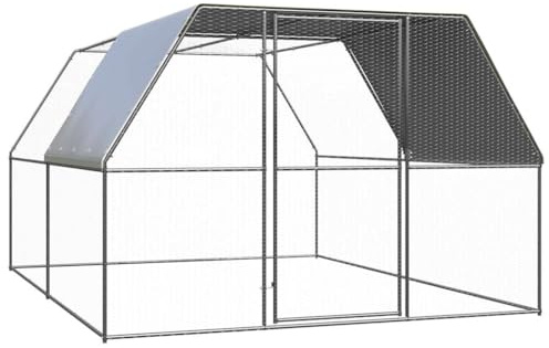 vidaXL Hönsbur 3x4x2 m Galvaniserat Stål - Stort Hönshus Med Gå-In Funktion - Hönsgård