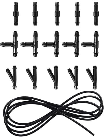 MAEXUS® Universal Scheibenwaschanlage, 3M Scheibenwaschanlage Schlauch, Unterdruckschlauch Automotive Schlauch mit 15 Stücke Schlauchverbinder, Schlauch Reparaturset
