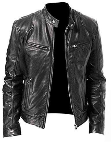 Fulidngzg Chaqueta Cuero Hombre Abrigo Casaco Motociclista Entretiempo Cazadora Moto Impermeable Invierno Slim Fit Bomber Piel Militar
