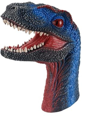 Andux Dinosaurier Handpuppe Realistisch Weichgummi Interaktives Rollenspiel Handpuppe Spielzeug DWST-01 (Velociraptor)