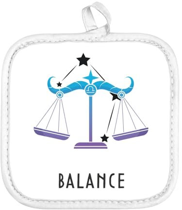 Manique de Cuisine - Balance Signe Astrologie Prevision Stellaire Céleste Solaire Sideral Etoile - (17 x 17 cm)