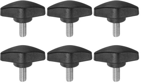 QUARKZMAN 6 Stück Rändelschraube Flügelschrauben Kunststoff T-Flügelknöpfe M6 x 14 mm Metrische männliche Gewindestifte T-Kopf Kunststoffknöpfe Daumenschraube, Schwarz