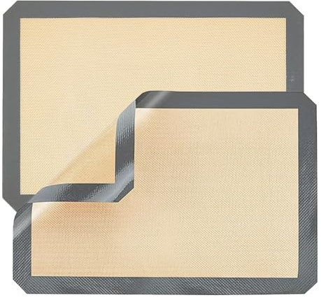 2 Piezas Silicona para Hornear Mat, 30 × 21 cm Baking Film Silicone Mat Resistente al Calor, Tapete de Cocina Gris, para Hornear, Macarrones, Galletas, Bollería, Panes