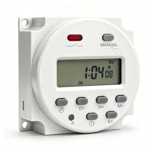 Interrupteur minuterie 12V, minuteur électrique, de 1 seconde à 168 heures, 5VA, courant continu 12 volts, adapté pour le contrôle domestique et des appareils électriques
