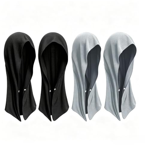 LSYZHX 4 PCS Cooling Hoodie Towel,Sun Protection Cooling Towel for Hot Weather Travel, Sport Head for Neck Face Quick Drying Absorbent Travel (Black and Grey)