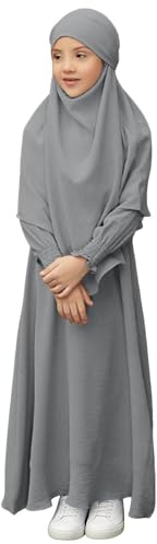 Surttan Gebetskleidung Für Kinder, Mädchen Muslim Kleider, Lange Ärmel Abaya Ohne Hijab, Islam Kleidung Frauen, Damen Muslimische Kleid Set, Gebetskleid Jilbab Khimar Ramadan Für 4-12 Jahre