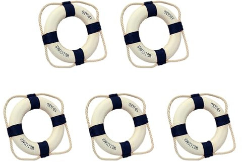 XUJIAN 5X Willkommen An Bord Schaum Wasser Leben Rettungsring Ring Boot Wandbehang Hauptdekoration Blau 50cm