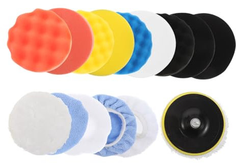 TOPBATHY 16piezas Kit de Pulido para Coche con Esponjas Pulidoras Kit para Pulir y Encerar Coches Accesorios de Pulido para Detalles de Coche y Limpieza de Faros