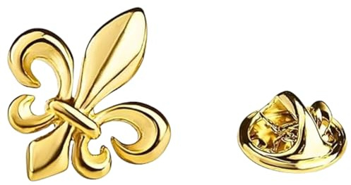 JchEnye Klassische und elegante Goldfarbene Brosche - Ideal als Geschenk für Männer - Passend für Anzug, Hemd - Mit Fleur - de - Lys und Lilienmotive, auch als Manschettenknöpfe verwendbar