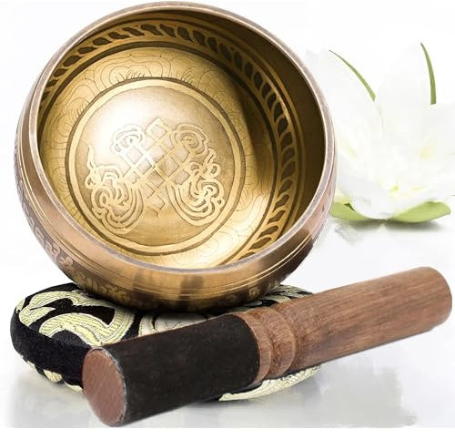 Tibetansk klangskål set totem klangskål meditationsskål unik gåva användbar för meditation yoga stressavlastning