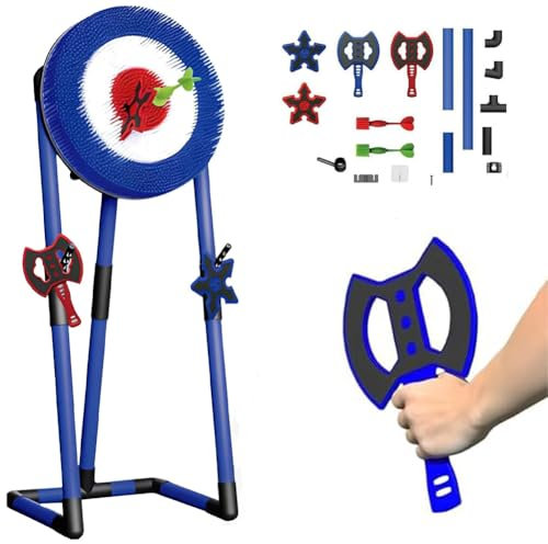 Set De Jeu De Lancement De Hache,Set De Jeu Cible, Combo 2 En 1 À 1 Lancement De Hache Et Pelouse Pour L'intérieur Et À L'extérieur, Avec 2 Axes, 2 Fléchettes Six Étoiles, 2 Fléchettes, Pour Le Plein