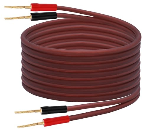 XMSJSIY Flex Pin Banana Speaker Cable 14AWG OFC HiFi Audio 2M/6.56FT | Braided Banana Terminal Binding Post Gold-Plate Connector Loudspeaker Cable for Amplifier Sound System
