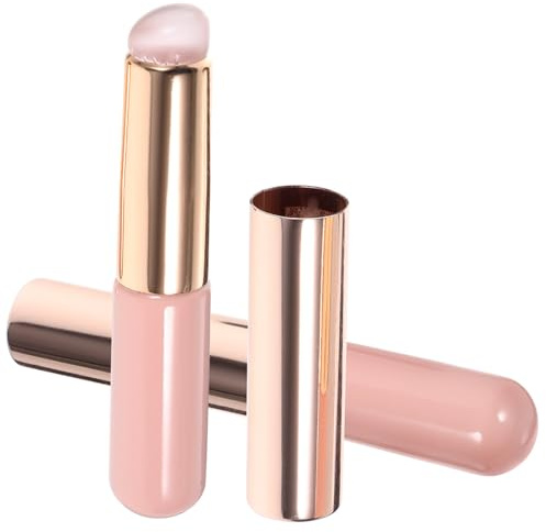 TOVINANNA Pinceles de Labios de Silicona Portátiles y Tapa Protectora Color Rosa 2piezas Aplicación Uniforme para Maquillaje Preciso y Difuminado