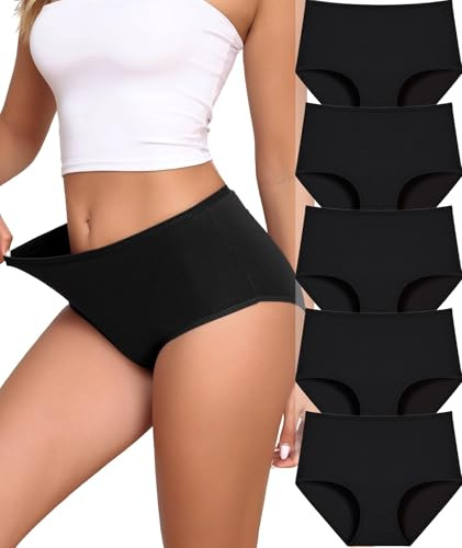 ALL OF SHE High Waist Cotton Underwear Women Knickers Ladies Full Briefs Pant Soft Panties Multiple 5 Pack