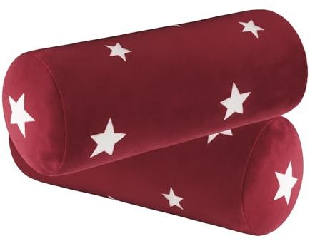 BaSaTex Winter Plüsch Kissenbezug, 2er Pack, 40x15 cm, Bordeaux | Kuschelig Weich, Öko_Tex, Nicky Cashmere-Touch für Nackenrollen