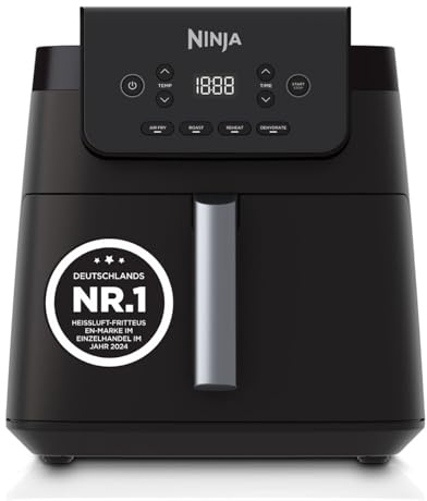 Ninja, Freidora de Aire, 6,2L, Cajón Familiar, Negro, AF170EU | Asa, Fríe con Aire, Deshidrata, Calienta, Digital, Cocina sin Descongelar, Cajón Antiadherente Apto para Lavavajillas