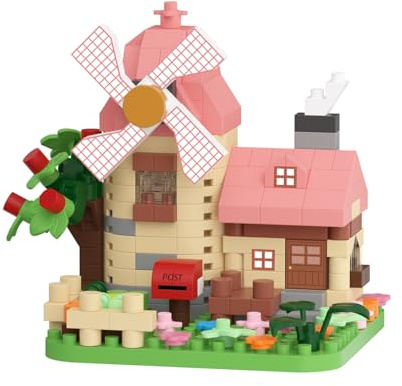 Gearblox Summer Lotus Mini Windmill Cottage Micro Building Set Miniature House Block Toy with Construction Model for Adults Teens Birthday Gift