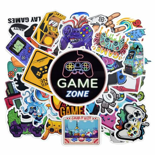 50-Pack Gamepad Stickers – Waterproof Vinyl Gaming Decals for Laptops, Phones, Water Bottles & Skateboards – Cartoon Controller Designs for Kids, Teens & Gamers – Durable (Multicolour)