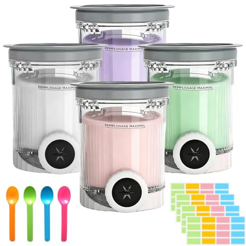 DAZZTIME Contenitori per Gelato,4 Pezzi Contenitore Creami per Macchina da Gelato Ninja Creami,Accessori Gelatiera Serie,per Serie NC700/NC701,con Coperchio,Senza BPA