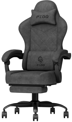 Submi Gaming Stuhl Ergonomischer PC Stuhl mit Hightech-Stoff, Gamer Stuhls Computerstuhl mit Fußstütze, Bürostuhl, Gepolstert Gaming Sessel, Gaming Chair für Erwachsene, Teenager, Schwarz