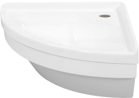 Cocoarm Lavandino da Bagno Ad Angolo da 15 Pollici Lavabo Ad Angolo in Acrilico per, a Forma di Ventaglio, 380 X 380 X 180 Mm, Design per Montaggio a Parete con Scarico da 40 Mm, per, Barca,