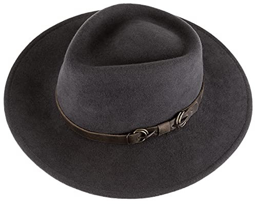 Alpenleder Hut - Modell: Padua (Handgefertigt) - Nachhaltiges Bio-Filz aus regionaler Landwirtschaft | Fedora Wollhut, Hüte Damen & Herren, Filzhut *Fair Produziert* (Größe XL (61-62cm), Steel Grey)