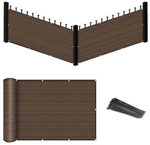 Eden's Decor Balcony Privacy Screen Cover Mesh Windscreen Weather-Resistant UV Protection for Backyard Deck, Patio, Balcony, Pool, Porch, Fence, Railing, Gardening (Brown,3'x 15')
