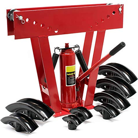 Wiltec Rohrbiegemaschine hydraulisch 16 t, Biegewinkel bis 90°, Rohrbiegegerät Rohrbieger mit 8 Presstücken 21,3-88,9 mm, Biegemaschine Rohre
