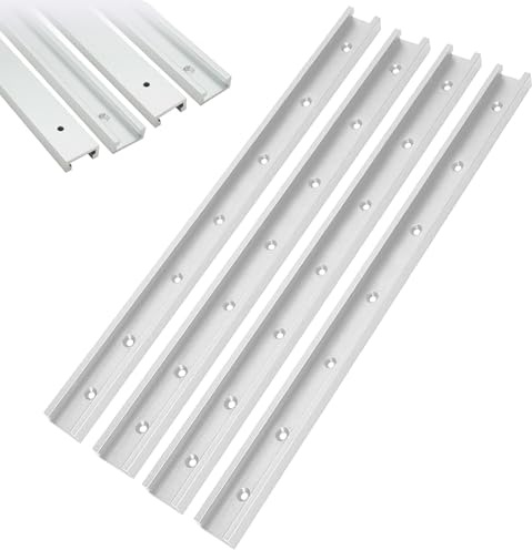 Uyoyous 4 Stück 1220 mm T-Nutenschiene, T-Track, Gehrungsschiene, Führungsschiene, Tischsäge mit vorgebohrten Montagelöchern aus Aluminiumlegierung, Heimwerker, 19.3 x 30 mm
