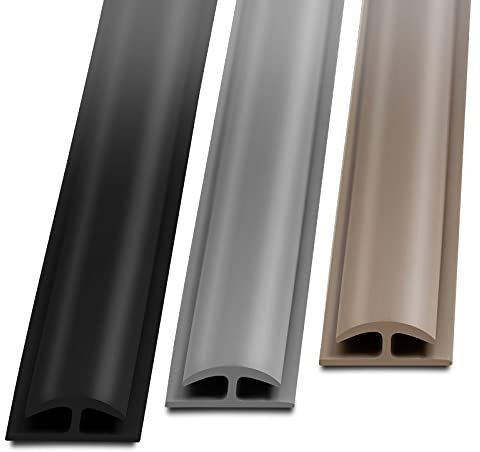 Perfil doble de punto, perfil de transición, para parqué, laminado, PVC, corcho, parte trasera autoadhesiva, 3 colores (negro)