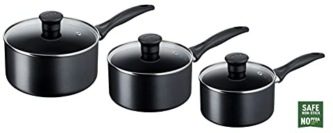 Tefal Cookware Set, Saucepans, Induction, Black, 3 Pc Set