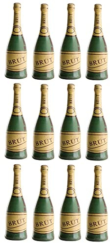 dekora Edible CHAMPAGNE BOTTLES Solid Chocolate Cake Decorations x12, 75mm