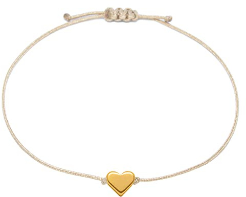Selfmade Jewelry Armband Damen Herz Gold Größenverstellbares Makramee Armbändchen mit Herzchen Handmade Inkl. Geschenk-Verpackung