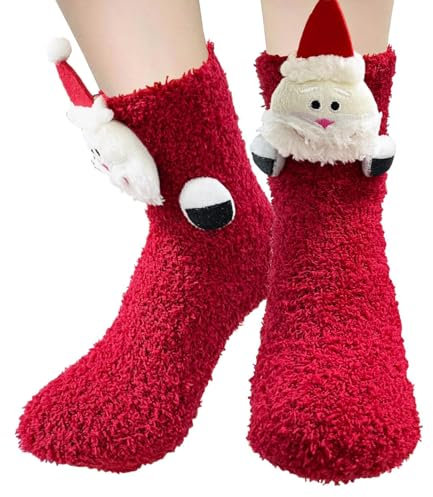 BINXWA idee cadeau femme chaussettes antidérapantes femme, chaussettes chaudes femme cadeaux noel, cadeau noel chaussettes femme hiver, chaussette antiderapante femme avec boîte cadeau