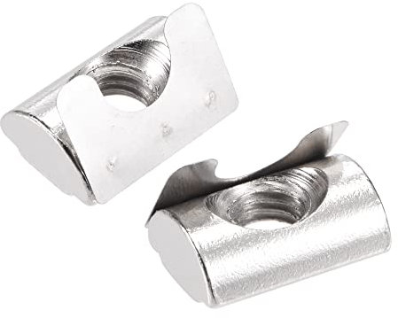 sourcing map M8 Roll in Spring T Nut with Spring Sheet Carbon Steel for 4040 Series Aluminum Extrusion Profile Rail with 8mm Slot 12Pcs