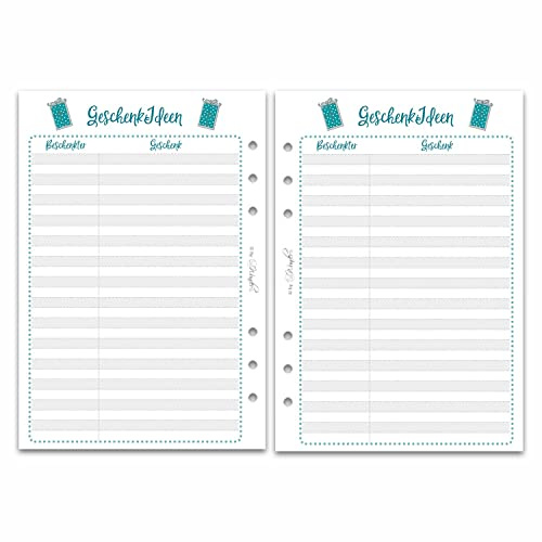 SinnWunder® Premium-Kalendereinlage - Listen für Geschenke-Ideen zum Nachfüllen für den Geburtstags-Kalender - Größe Din A5