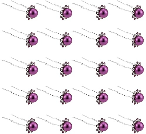 ZOUIQSS 20 Pezzi (viola) Perla Sposa Forcine Capelli in Cristallo,Fermagli per Capelli con Strass Fiore Nuziale Matrimonio Donne Gioielli Accessori da Sposa,con Contenitore Trasparente