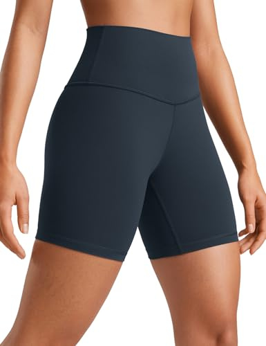 CRZ YOGA Womens Butterluxe 6'' Yoga Shorts - High Waisted Workout Gym Leggings Running Spandex Biker Shorts True Navy 12